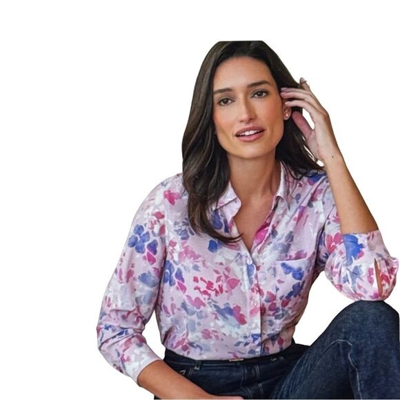 PURE COLLECTION SILK BLEND SHIRT. CITRUS PRINT - Picture 1 of 7